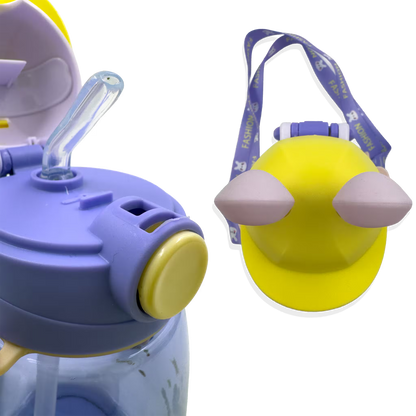 Termo Conejo Happy 550ml con Hélice Giratoria - Pitillo Retráctil y Correa Ajustable