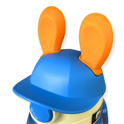 Termo Conejo Happy 550ml con Hélice Giratoria - Pitillo Retráctil y Correa Ajustable