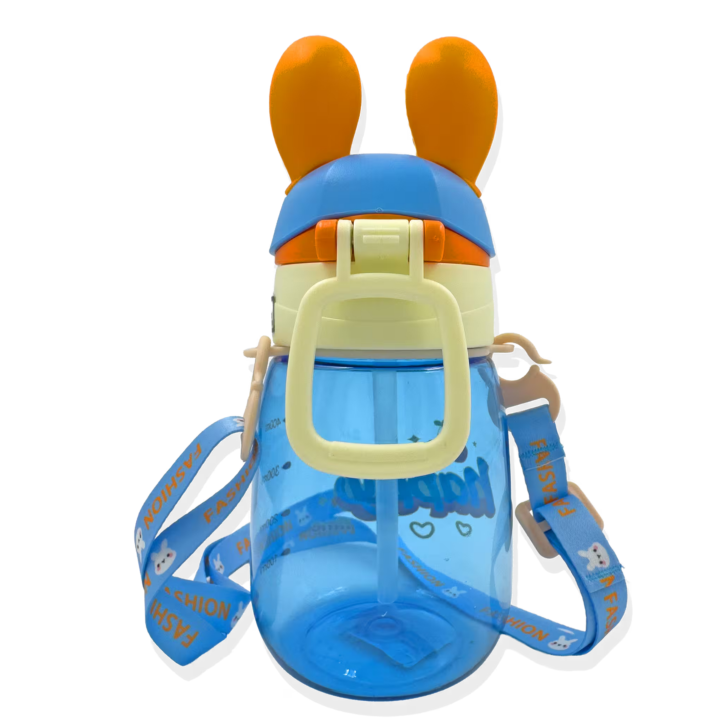 Termo Conejo Happy 550ml con Hélice Giratoria - Pitillo Retráctil y Correa Ajustable