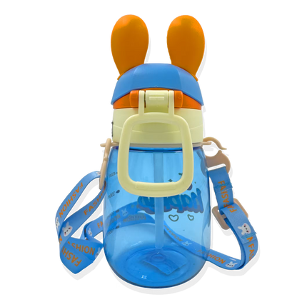 Termo Conejo Happy 550ml con Hélice Giratoria - Pitillo Retráctil y Correa Ajustable