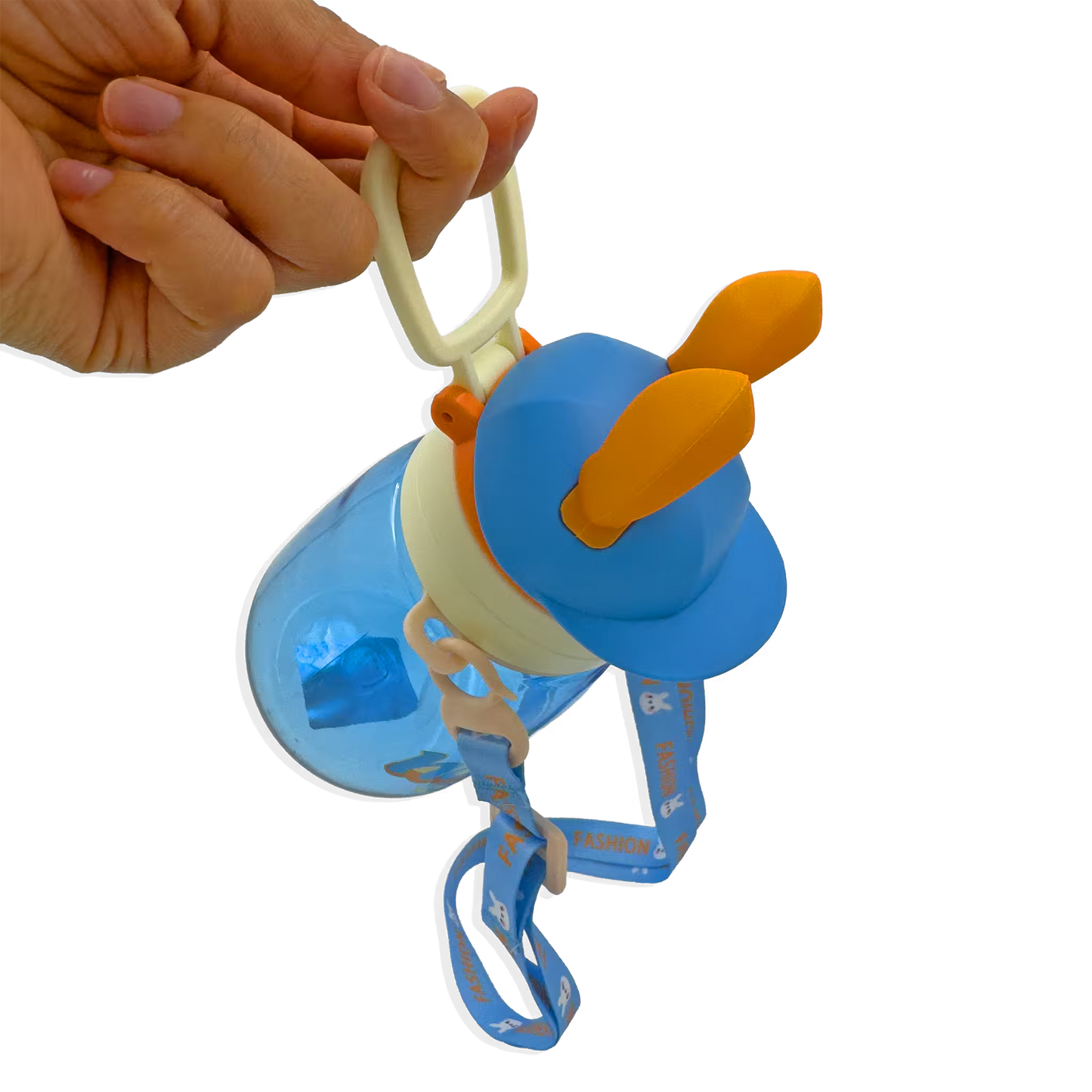 Termo Conejo Happy 550ml con Hélice Giratoria - Pitillo Retráctil y Correa Ajustable