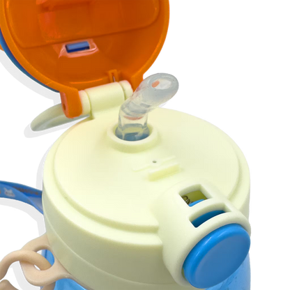 Termo Conejo Happy 550ml con Hélice Giratoria - Pitillo Retráctil y Correa Ajustable