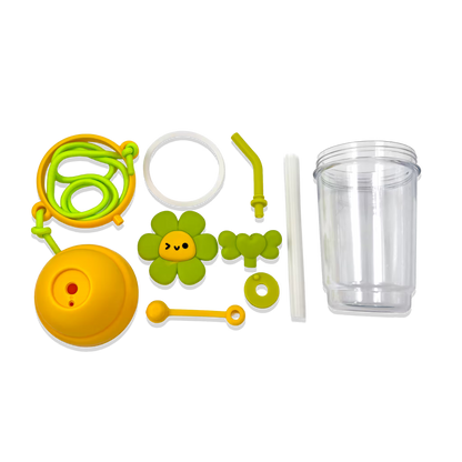 Termo con Diseño de Flor 750ml - Pitillo de Silicona Grado Alimenticio