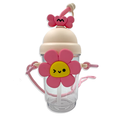 Termo con Diseño de Flor 750ml - Pitillo de Silicona Grado Alimenticio