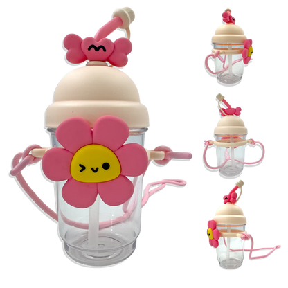 Termo con Diseño de Flor 750ml - Pitillo de Silicona Grado Alimenticio