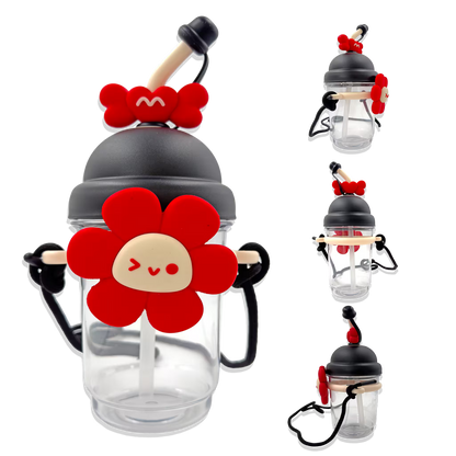 Termo con Diseño de Flor 750ml - Pitillo de Silicona Grado Alimenticio