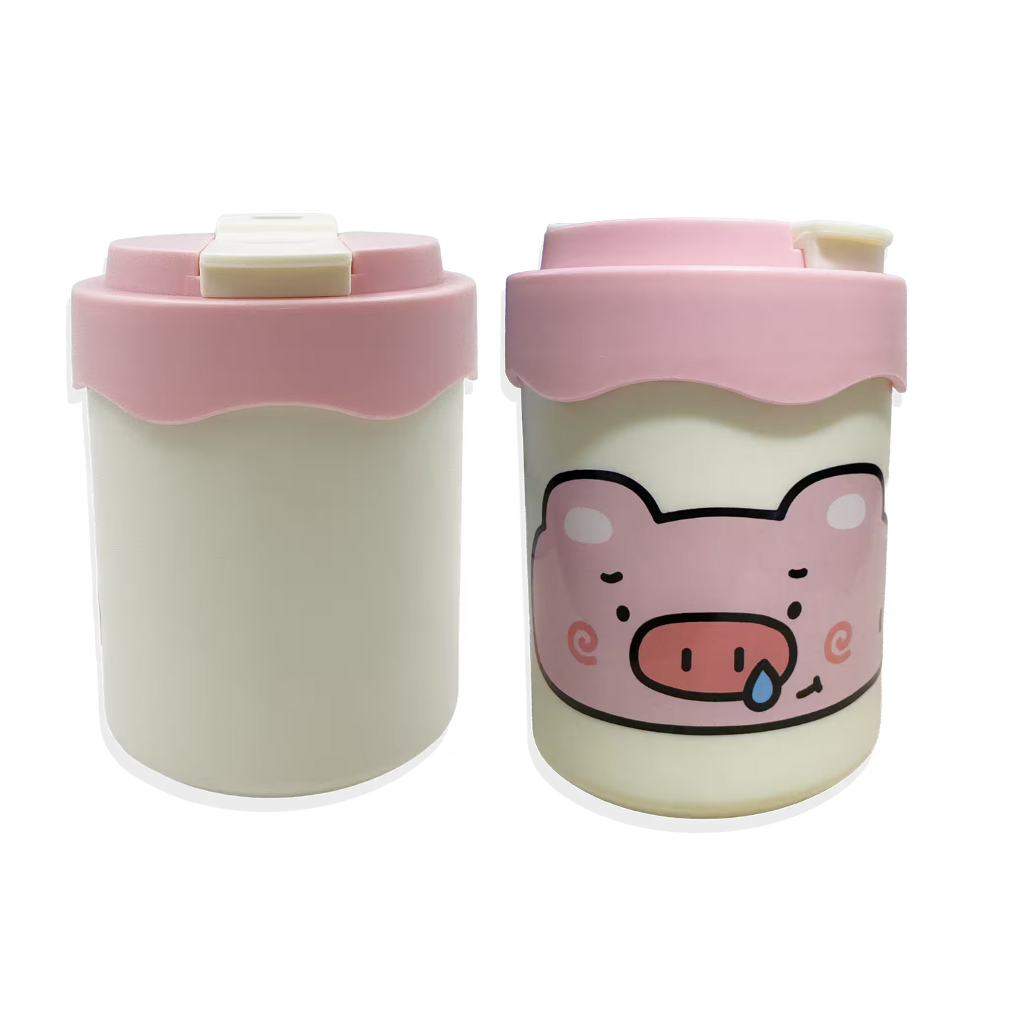 Termo con Diseño de Cerdito 300ml - Doble Función Pitillo y Directo