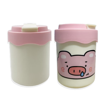 Termo con Diseño de Cerdito 300ml - Doble Función Pitillo y Directo