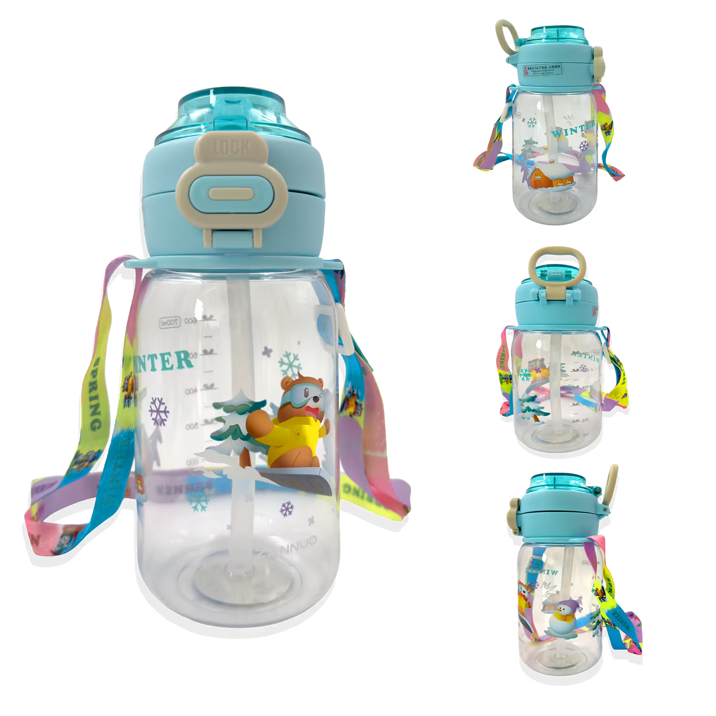 Termo Osos Estaciones 700 ml con Doble Sistema de Toma - Directo o con Pitillo