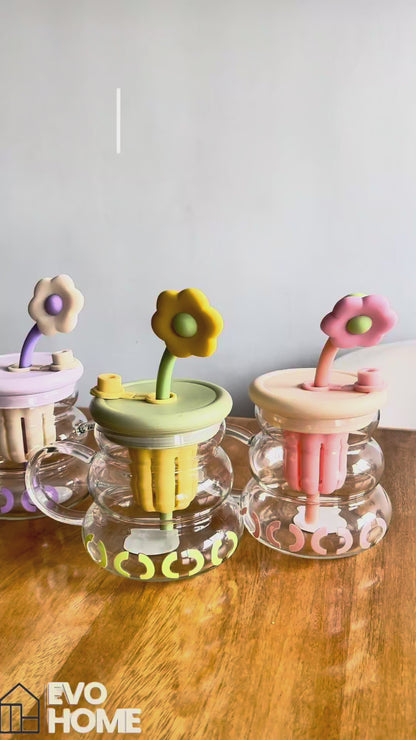 Vaso de Vidrio XL 800ml con Infusor, Tapa y Pitillo - Vidrio Reforzado